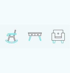 Set Line Armchair And Office Desk Icon