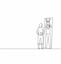 Single One Line Drawing Girl Standing In Front