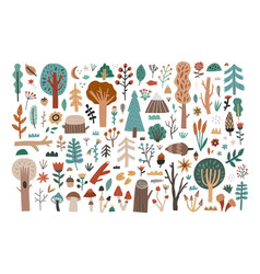 Big Collection Set Of Hand Drawn Woodland Flora