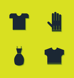 Set T-shirt Woman Dress And Leather Glove Icon