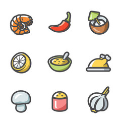 Set Of Tom Yam Soup Icons