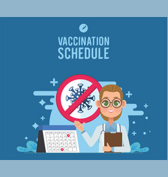 Vaccination Schedule Lettering With Doctor