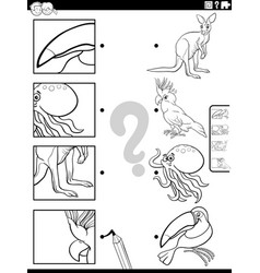 Match Cartoon Animals And Clippings Activity