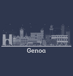 Outline Genoa Italy City Skyline With White