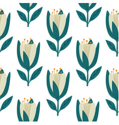 Cute Tulip Flower Seamless Pattern Wildflower