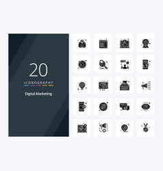 20 Digital Marketing Solid Glyph Icon For