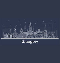 Outline Glasgow Scotland City Skyline With White