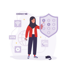 Vpn Connection Arabian Woman Using Virtual