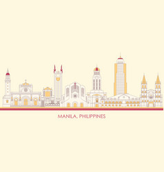 Cartoon Skyline Panorama Of City Manila