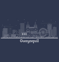 Outline Guayaquil Ecuador City Skyline With White