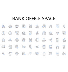 Bank Office Space Line Icons Collection Hair