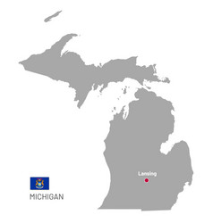 Gray Map Of Michigan Federal State Of Usa