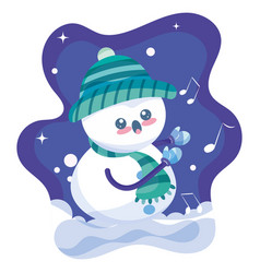 Isolated Happy Snowman Cartoon Character On Winter