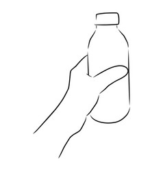 Hand Holding A Bottle Drawn Sketch