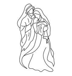 Joseph mary and baby jesus sketch Royalty Free Vector Image