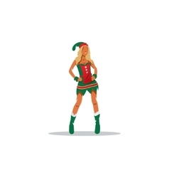 Sexy Girl In Suit Of Christmas Elf Sign