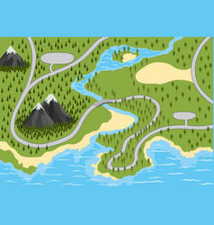 Suburban Map With Trees Road River And Mountain