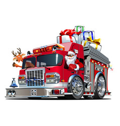 Cartoon Christmas Firetruck