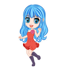 Dancing Chibi Girl With Blue Hair