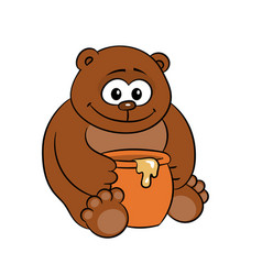 Funny Bear With A Pot Honey On A White