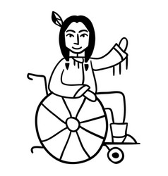 Native American Man Waving In Wheelchair Doodle