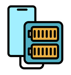 Full Battery Power Bank Icon Color Outline