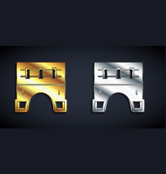 Gold And Silver Bridge For Train Icon Isolated