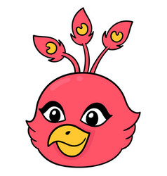 Beautiful Red Peacock Animal Head Doodle Icon