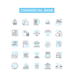 Commercial Bank Line Icons Set Bank