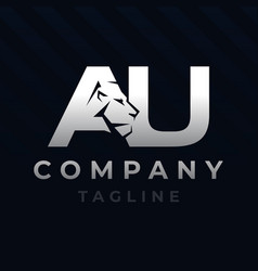 Letter Au Lion Head Initial Logo Design