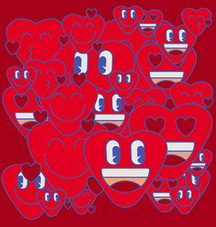 Vintage Heart Shaped Emoji Background Retro 80s