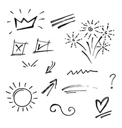 Hand drawn set doodle design element use Vector Image