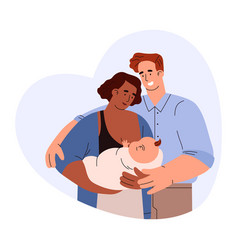 Happy Young Family With Newborn Baby Flat