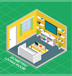 Room Furniture Isometry View From Above Isolate