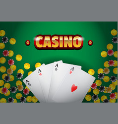 Casino Lettering Golden Coins Four Aces