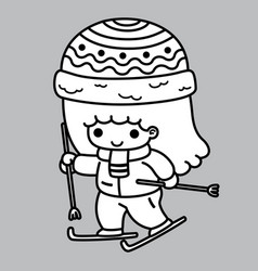 Cute Skier Girl Cartoon Character