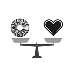 Heart And Labyrinth Scales Balance Symbol Black