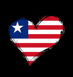 Liberian Flag Heart-shaped Grunge Background