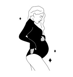 Linear Pregnant Woman Abstract Female Silhouette