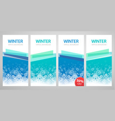 Winter Blue Discount Banners Set With Snowflakes