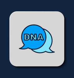 Filled Outline Dna Symbol Icon Isolated On Blue