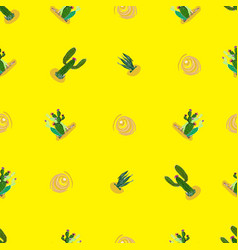 Hot Sun Desert Cactus Seamless Pattern