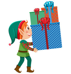 Christmas Elf Holding Gift Boxes