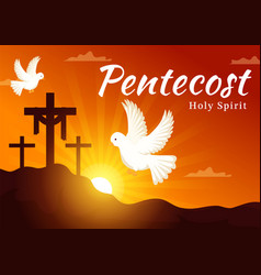 Pentecost Sunday With Flame And Holy Spirit Dove