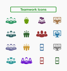 Teamwork Icon Set Flat Style Eps