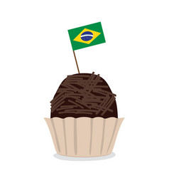 Isolated Brigadeiro With A Flag Brazil