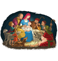 Christmas Nativity Scene Holy Family And Shepherds