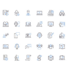 Distance Working Line Icons Collection