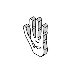 Alien Hand With Four Fingers Isometric Icon