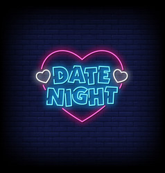 Neon Sign Date Night With Brick Wall Background